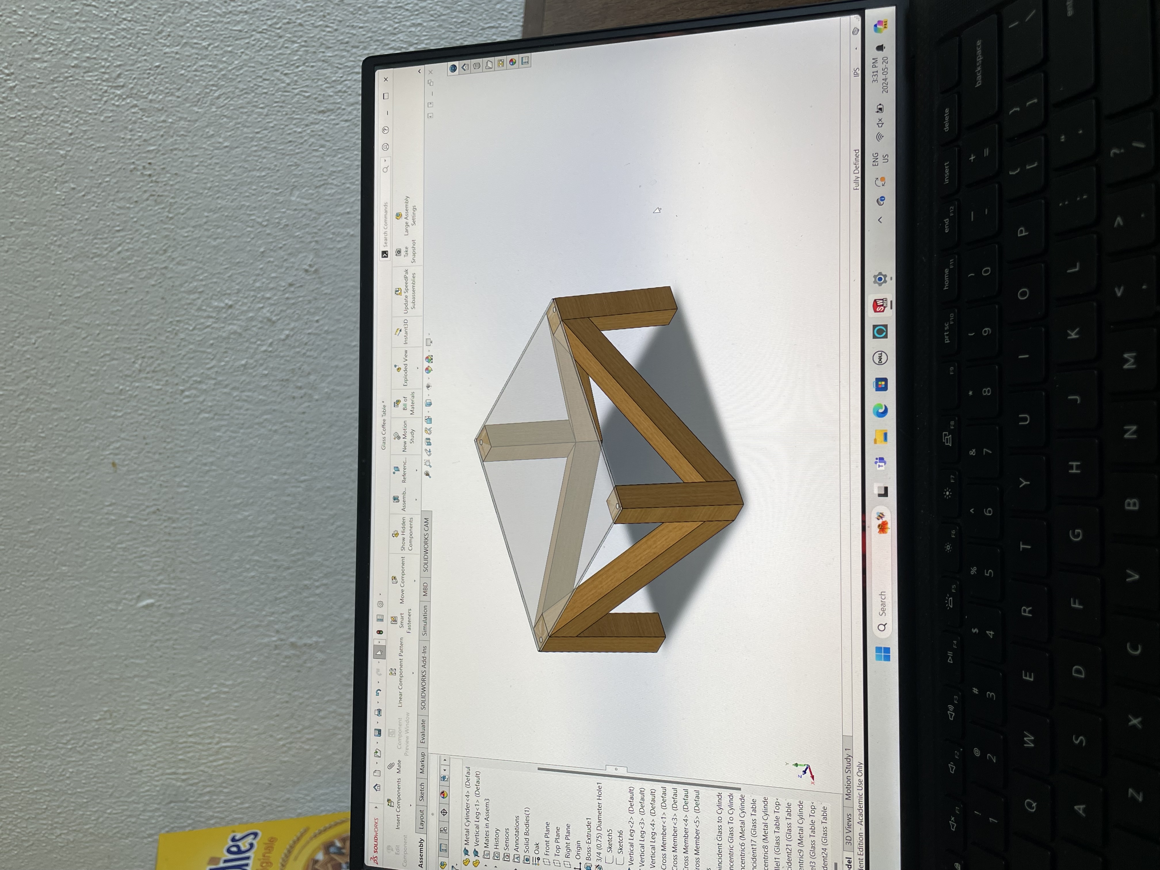 Coffee table SolidWorks assembly